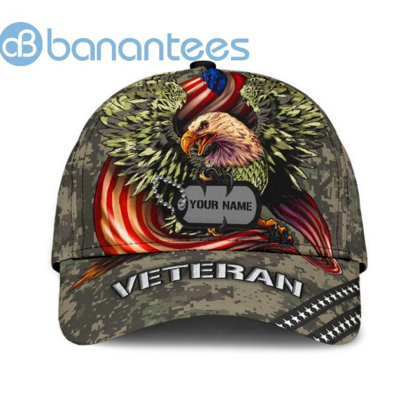 Us Veteran American Flag Eagle Personalized Name All Over Printed 3D Cap Product Photo