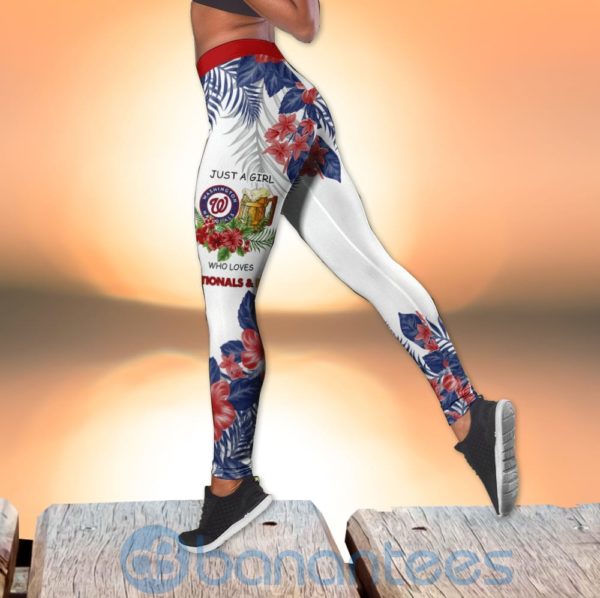 Washington Nationals Girl Leggings And Criss Cross Tank Top For Women Product Photo