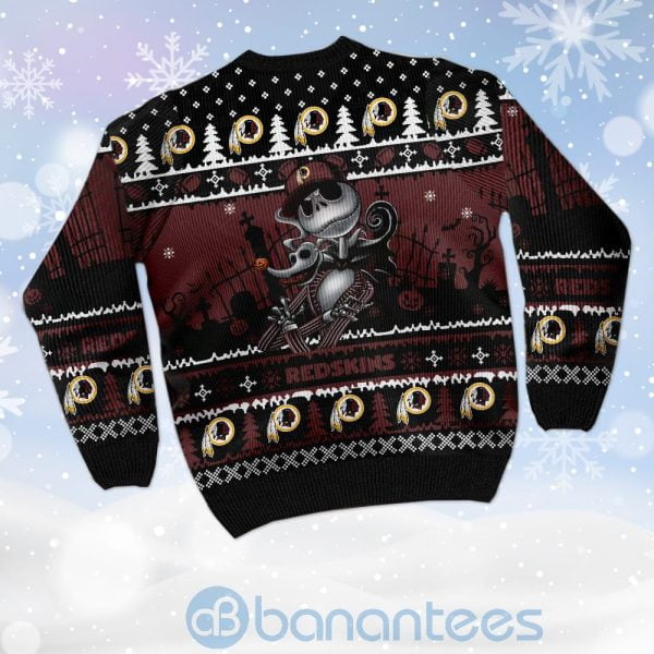Washington Redskins Jack Skellington Halloween Ugly Christmas 3D Sweater Product Photo