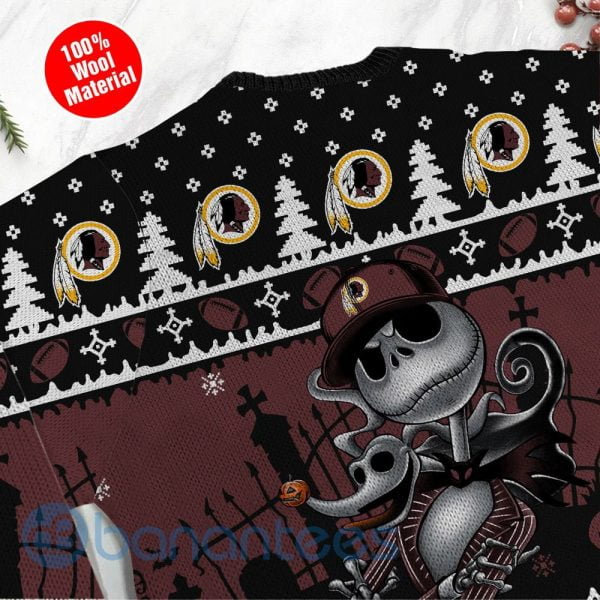 Washington Redskins Jack Skellington Halloween Ugly Christmas 3D Sweater Product Photo