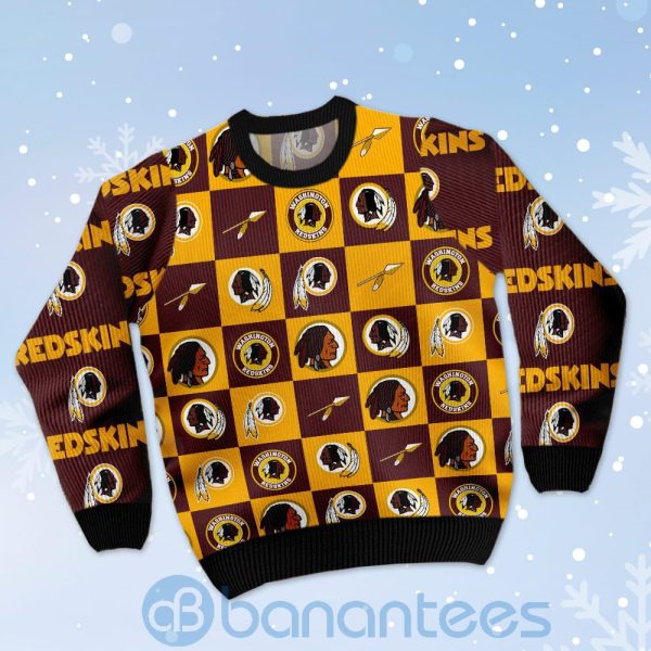 Washington Redskins Logo Checkered Flannel Design Ugly Christmas 3D Sweater Product Photo