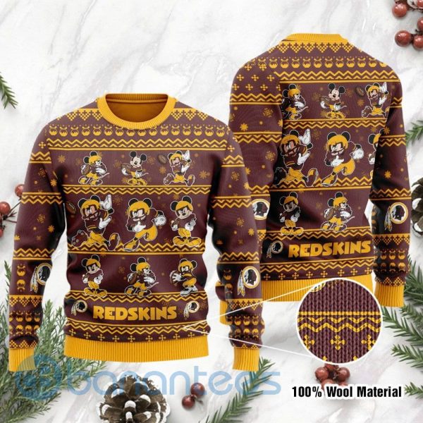 Washington Redskins Mickey Mouse Ugly Christmas 3D Sweater Product Photo