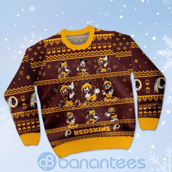 Washington Redskins Mickey Mouse Ugly Christmas 3D Sweater Product Photo