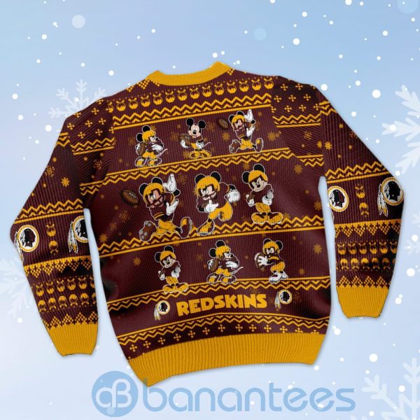 Washington Redskins Mickey Mouse Ugly Christmas 3D Sweater Product Photo