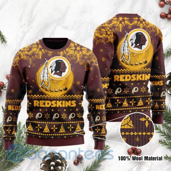 Washington Redskins Santa Claus In The Moon Ugly Christmas 3D Sweater Product Photo