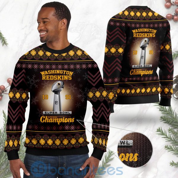 Washington Redskins Super Bowl Champions Cup Ugly Christmas 3D Sweater Product Photo