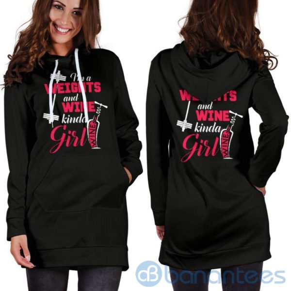 Weights and Wine Kinda Girl Hoodie Dress For Women Product Photo