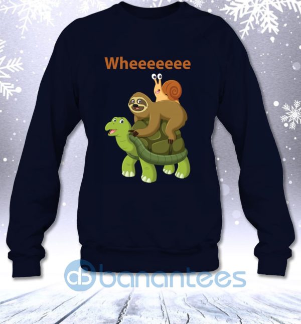 Wheeee Snail Sloth Riding Turtle Funny Slow Running Team Funny Runner Sweatshirt Product Photo