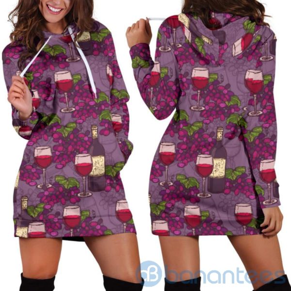 Wine Grapes Hoodie Dress For Women Product Photo
