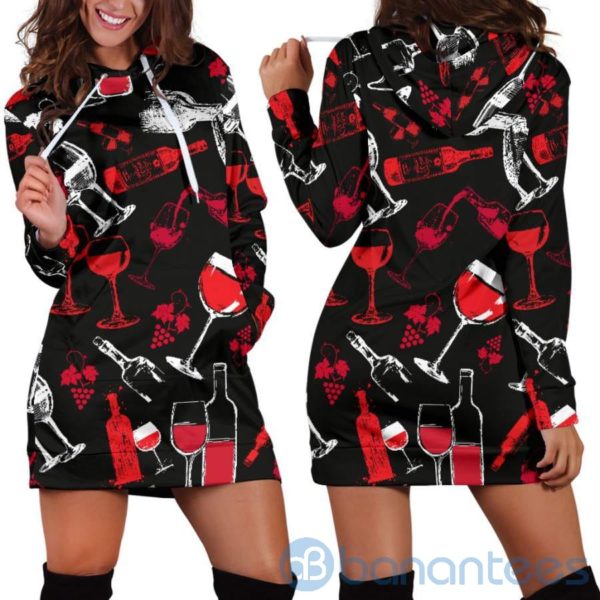 Wine Grunge Wine Party Hoodie Dress For Women Product Photo