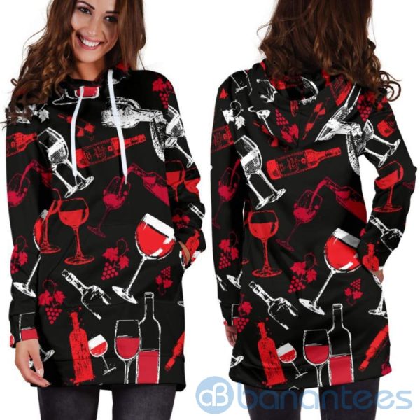 Wine Grunge Wine Party Hoodie Dress For Women Product Photo
