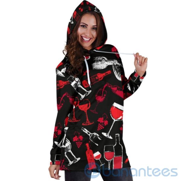 Wine Grunge Wine Party Hoodie Dress For Women Product Photo