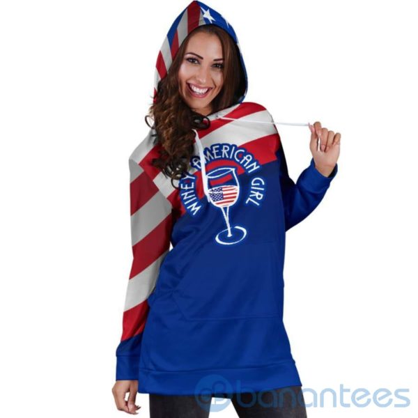 Winey American Flag Girl Hoodie Dress For Women Product Photo
