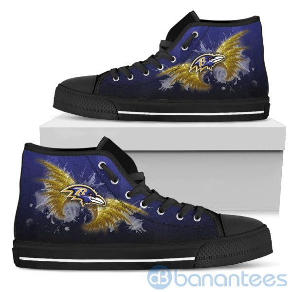 Wings Pattern And Logo Of Baltimore Ravens High Top Shoes Product Photo