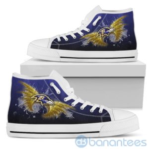 Wings Pattern And Logo Of Baltimore Ravens High Top Shoes Product Photo