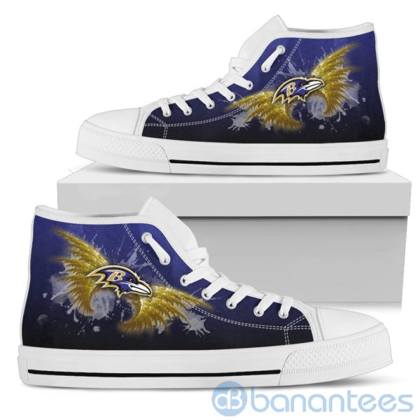 Wings Pattern And Logo Of Baltimore Ravens High Top Shoes Product Photo