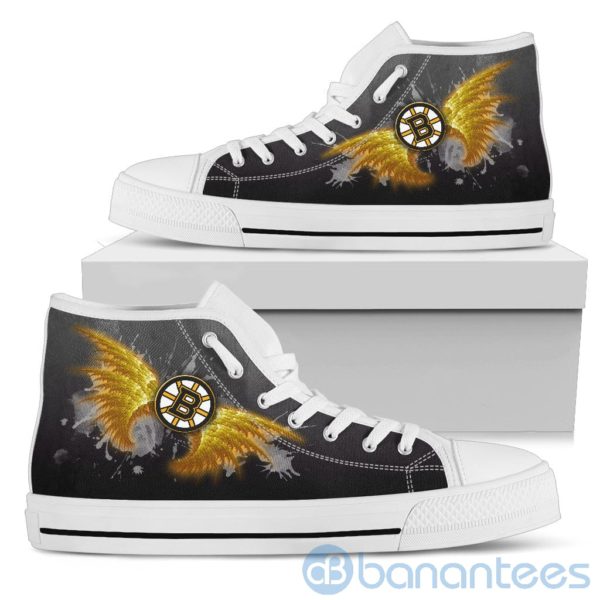 Wings Pattern And Logo Of Boston Bruins High Top Shoes Product Photo
