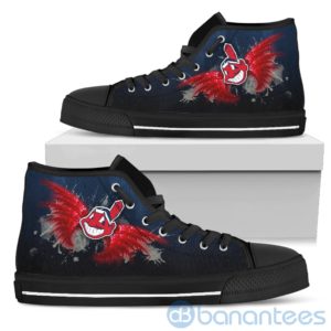 Wings Pattern And Logo Of Cleveland Indians High Top Shoes Product Photo