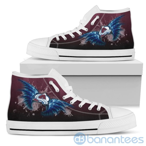 Wings Pattern And Logo Of Colorado Avalanche High Top Shoes Product Photo