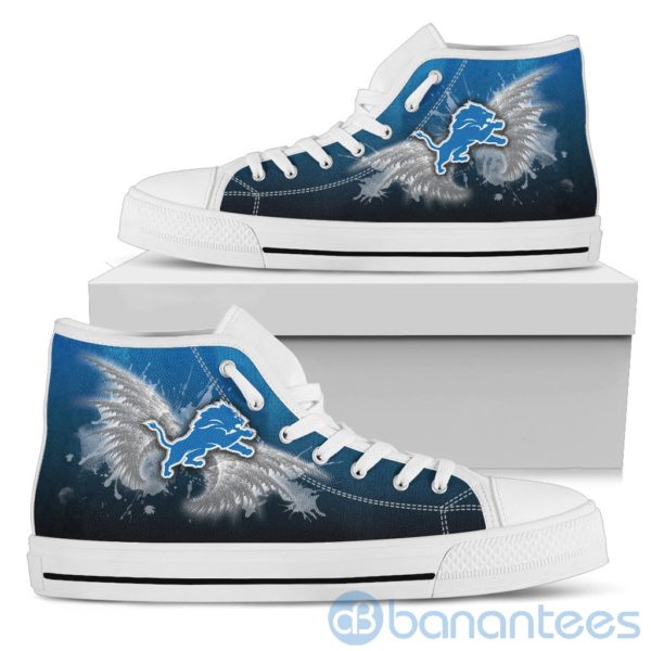 Wings Pattern And Logo Of Detroit Lions High Top Shoes Product Photo