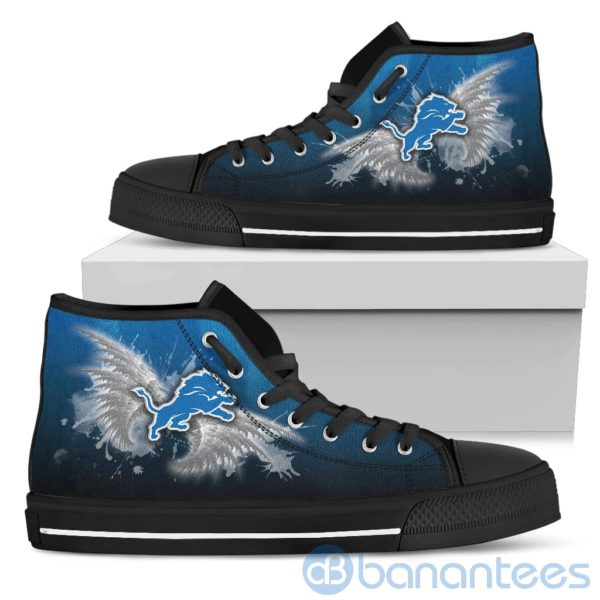 Wings Pattern And Logo Of Detroit Lions High Top Shoes Product Photo