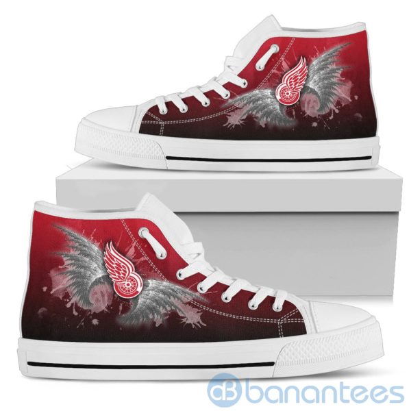 Wings Pattern And Logo Of Detroit Red Wings High Top Shoes Product Photo