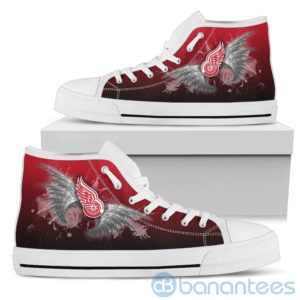 Wings Pattern And Logo Of Detroit Red Wings High Top Shoes Product Photo