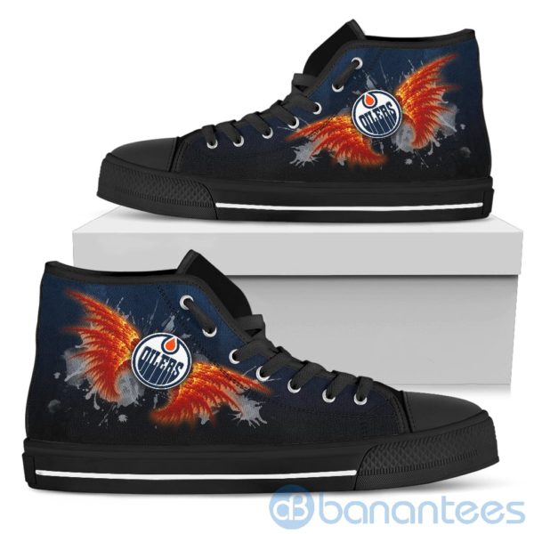 Wings Pattern And Logo Of Edmonton Oilers High Top Shoes Product Photo