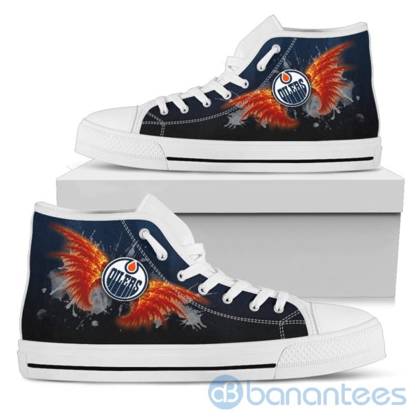 Wings Pattern And Logo Of Edmonton Oilers High Top Shoes Product Photo