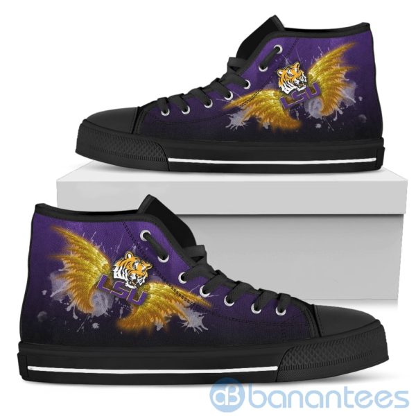 Wings Pattern And Logo Of LSU Tigers High Top Shoes Product Photo