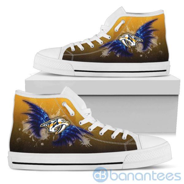 Wings Pattern And Logo Of Nashville Predators High Top Shoes Product Photo