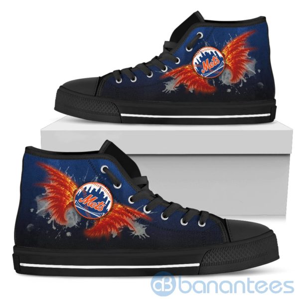 Wings Pattern And Logo Of New York Mets High Top Shoes Product Photo