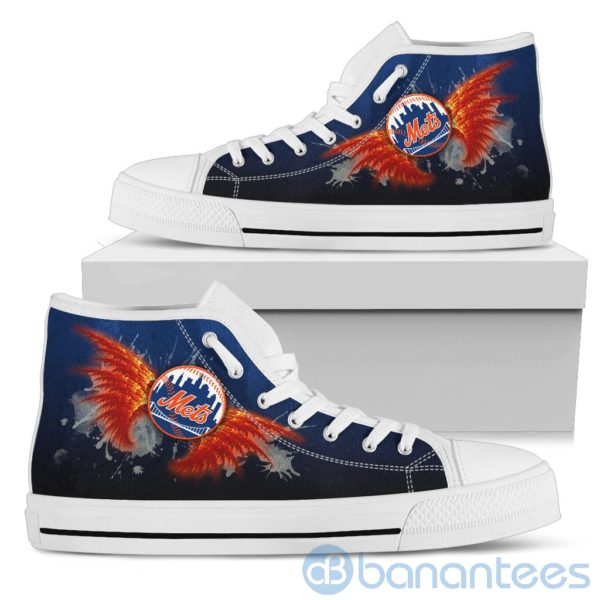 Wings Pattern And Logo Of New York Mets High Top Shoes Product Photo