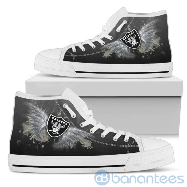 Wings Pattern And Logo Of Oakland Raiders High Top Shoes Product Photo