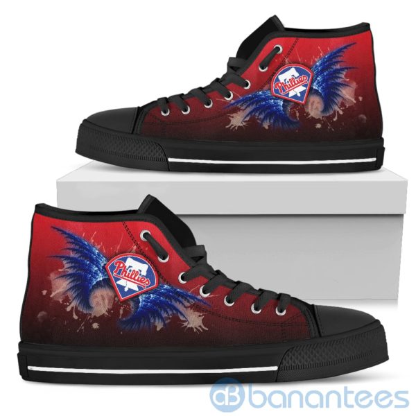 Wings Pattern And Logo Of Philadelphia Phillies High Top Shoes Product Photo