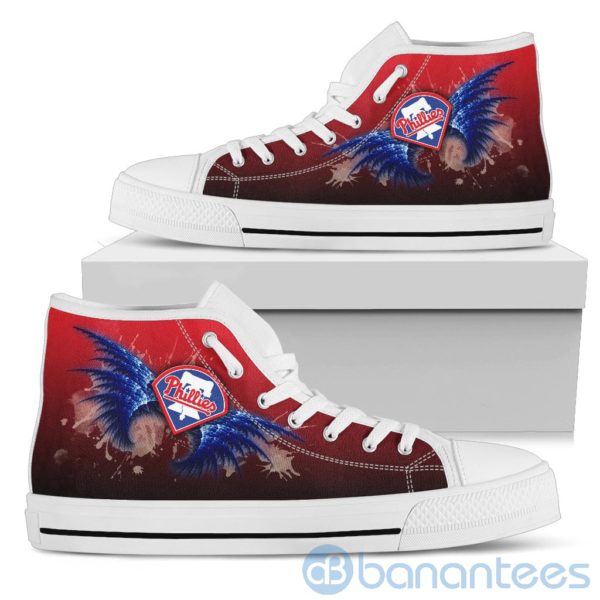 Wings Pattern And Logo Of Philadelphia Phillies High Top Shoes Product Photo