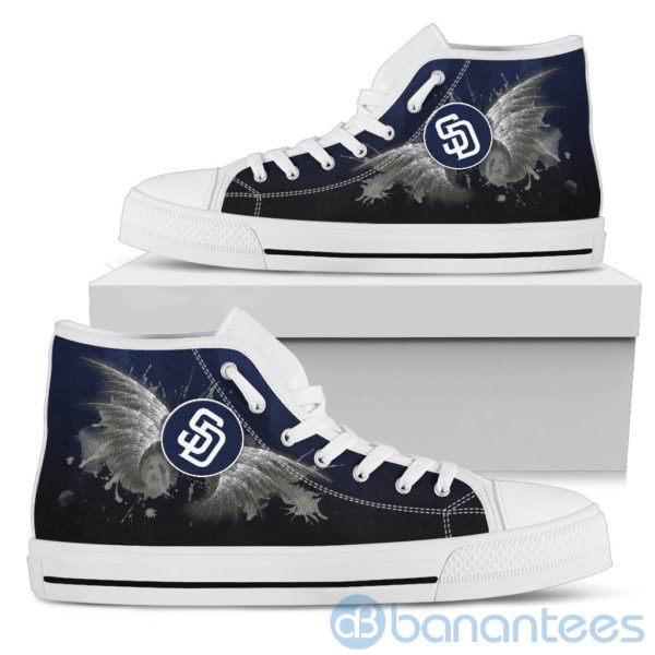 Wings Pattern And Logo Of San Diego Padres High Top Shoes Product Photo