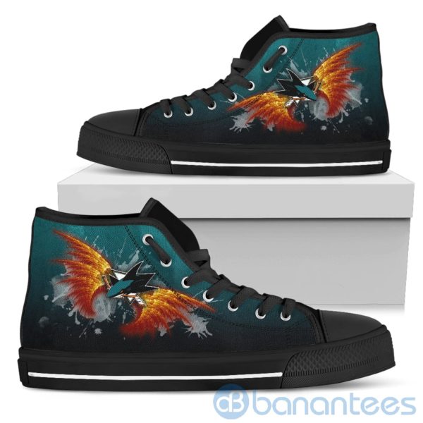 Wings Pattern And Logo Of San Jose Sharks High Top Shoes Product Photo