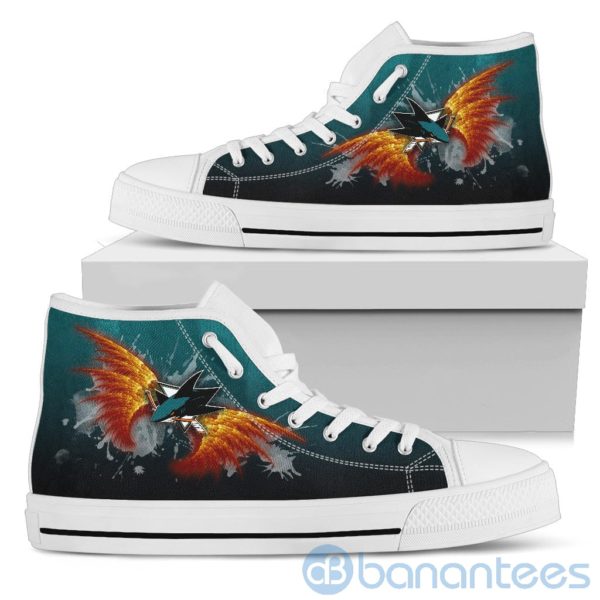 Wings Pattern And Logo Of San Jose Sharks High Top Shoes Product Photo