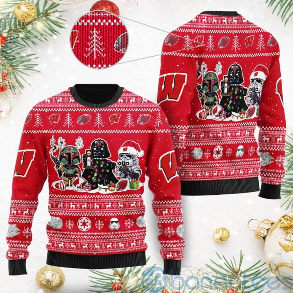 Wisconsin Badgers Star Wars Ugly Christmas 3D Sweater Product Photo
