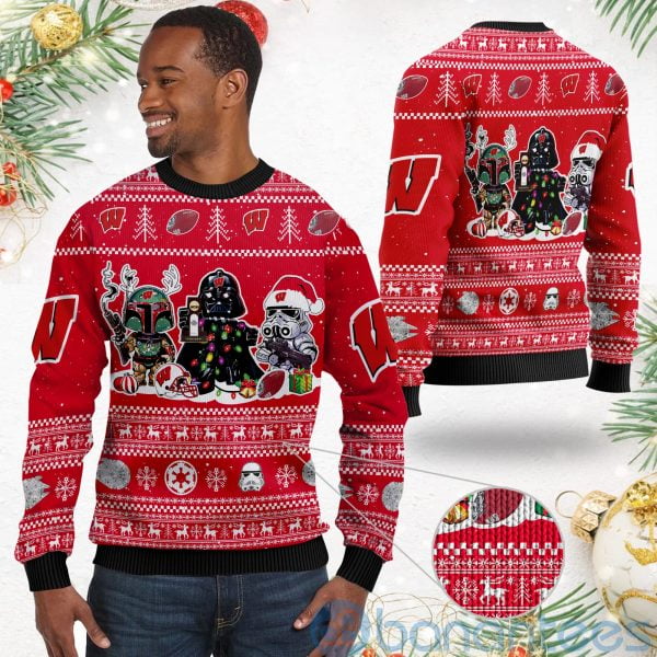 Wisconsin Badgers Star Wars Ugly Christmas 3D Sweater Product Photo