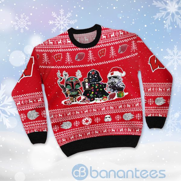 Wisconsin Badgers Star Wars Ugly Christmas 3D Sweater Product Photo