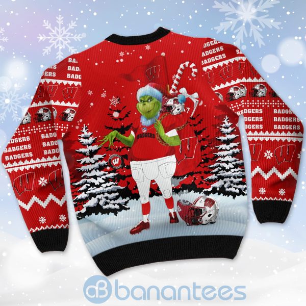 Wisconsin Badgers Team Grinch Ugly Christmas 3D Sweater Product Photo