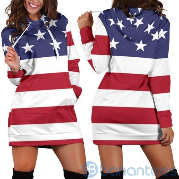 Women's American Flag Hoodie Dress For Women Product Photo