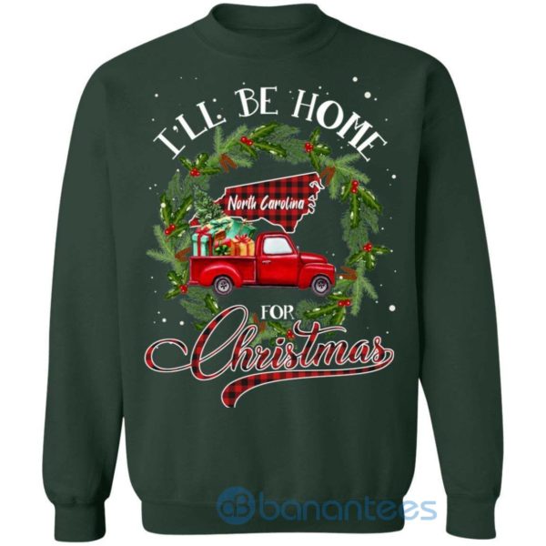 Xmas Sweater I'll Be Home For Christmas North Carolina Red Truck Sweatshirt Product Photo