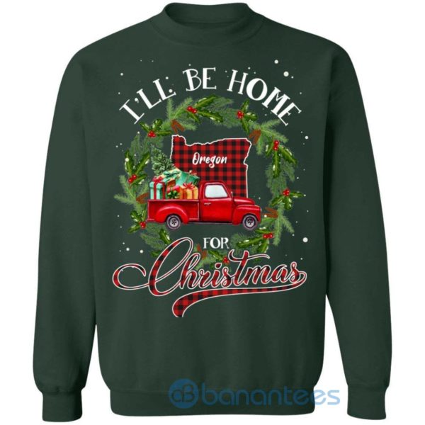 Xmas Sweater I'll Be Home For Christmas Oregon Red Truck Sweatshirt Product Photo