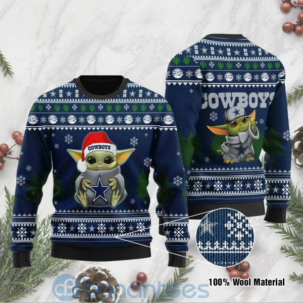 Yoda Baby Love Dallas Cowboys Ugly Christmas 3D Sweater Product Photo