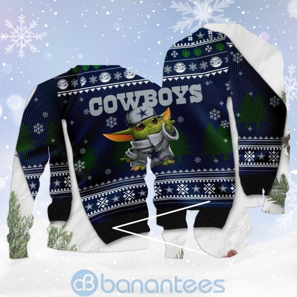 Yoda Baby Love Dallas Cowboys Ugly Christmas 3D Sweater Product Photo