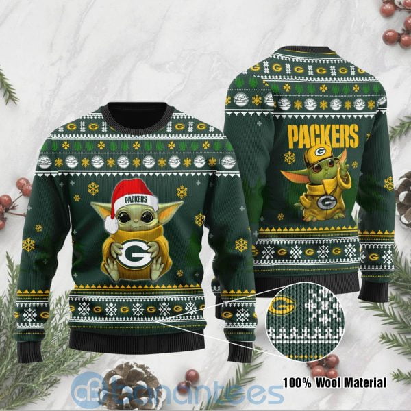 Yoda Baby Love Green Bay Packers Ugly Christmas 3D Sweater Product Photo