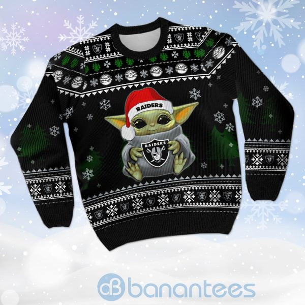 Yoda Baby Love Oakland Raiders Ugly Christmas 3D Sweater Product Photo